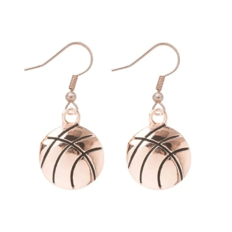 Bridal Gold Earrings-Basketball Rose Gold Earrings