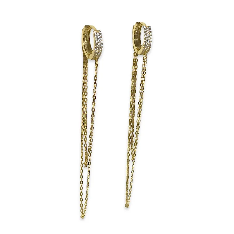 Rhinestone Earrings for Weddings-Noellery Draped Huggies