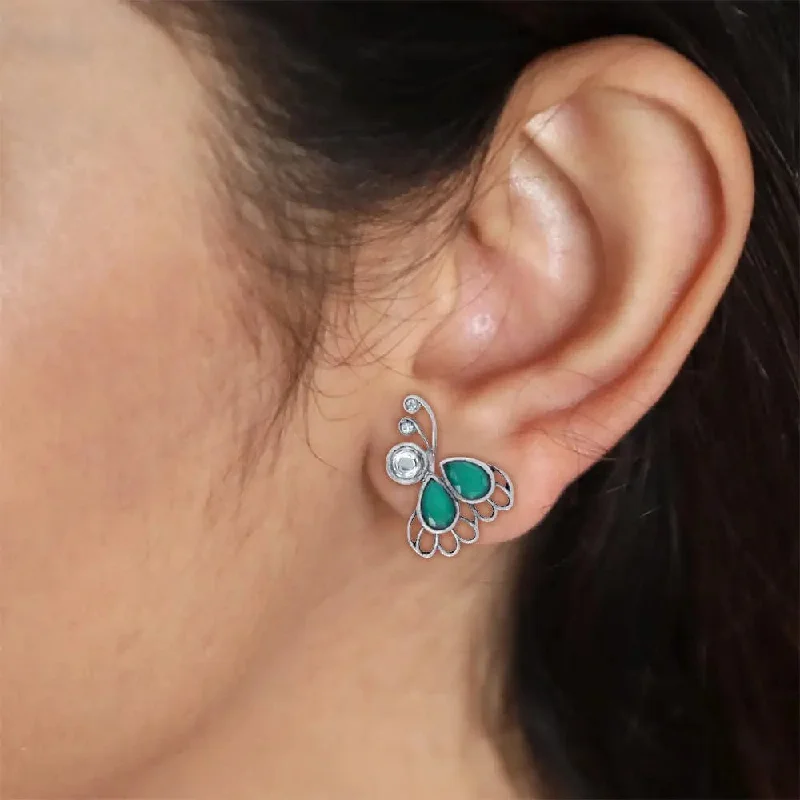 Blue Sapphire Earrings-92.5 Silver Green Stone Earring