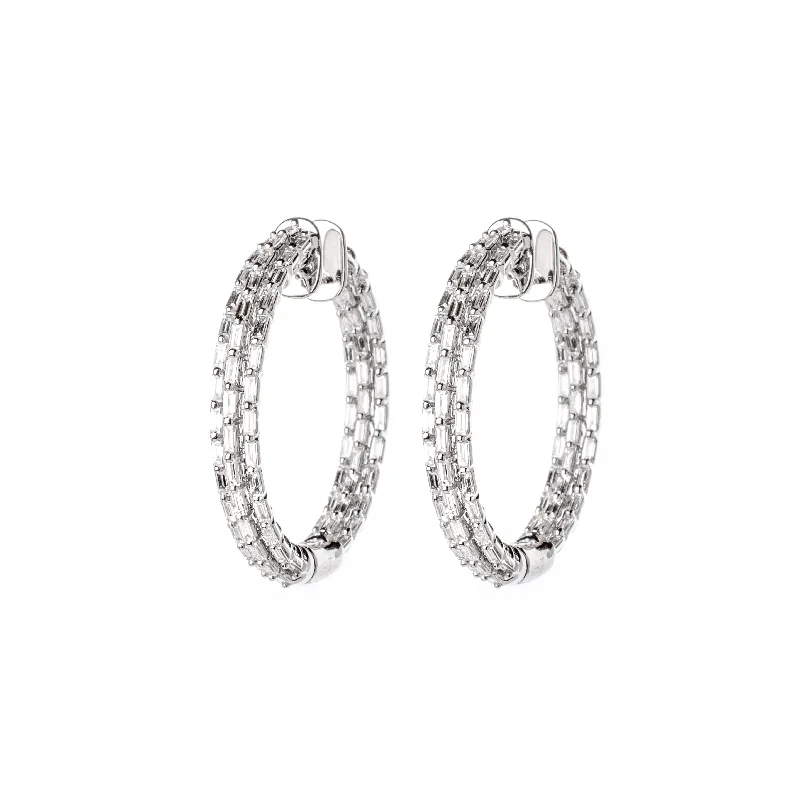 Diamond Stud Earrings-White Gold & Diamond Modern Dash Earrings