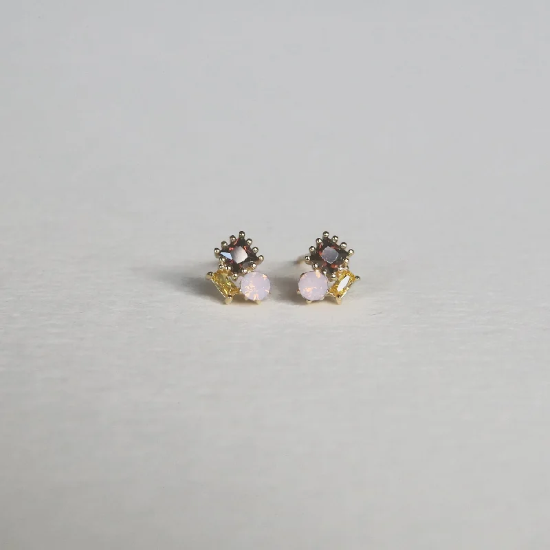 Designer Silver Earrings-Ruby Studs | Gold