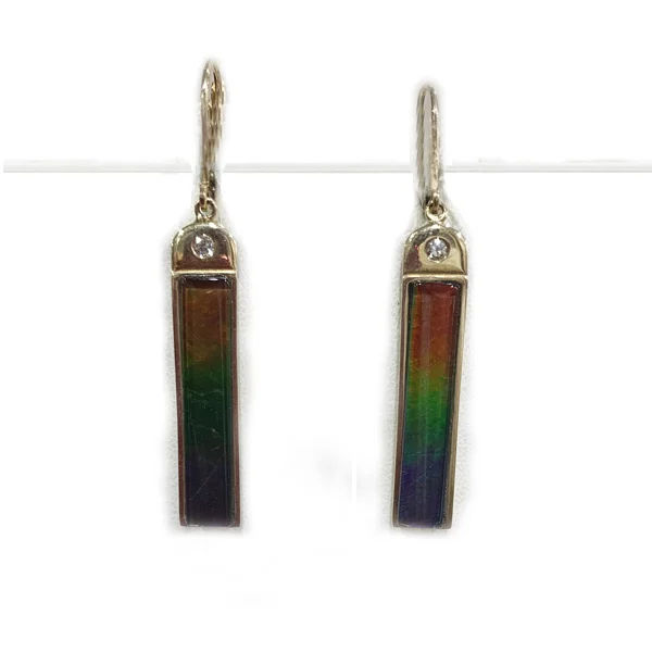 Heart Shaped Drop Earrings-14K Gold Ammolite Earrings