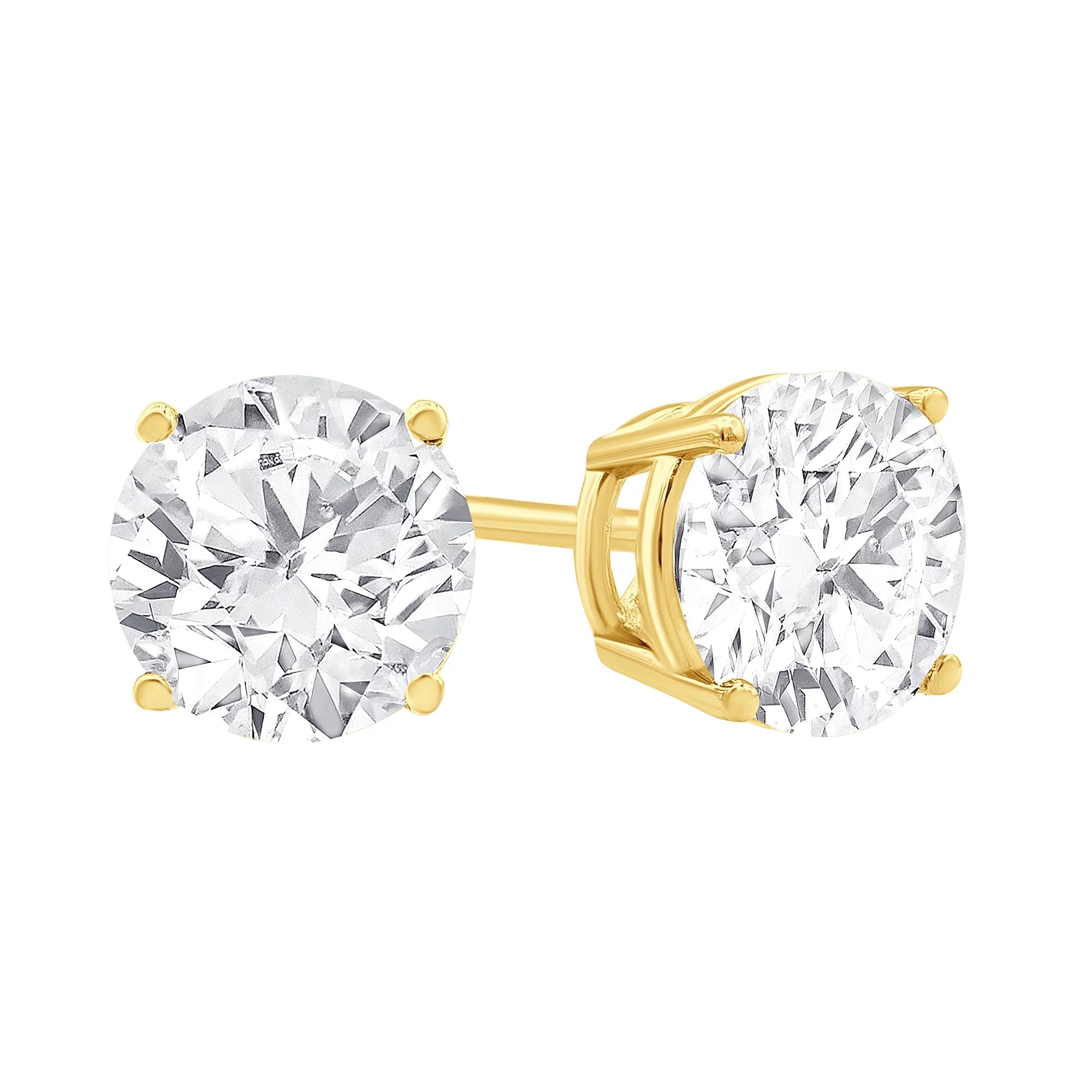 Textured Gold Earrings-14K YELLOW GOLD LAB GROWN DIAMOND  STUDS