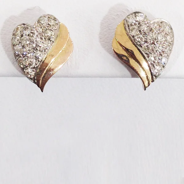 Luxury Diamond Earrings-14k Two Tone Diamond Earrings