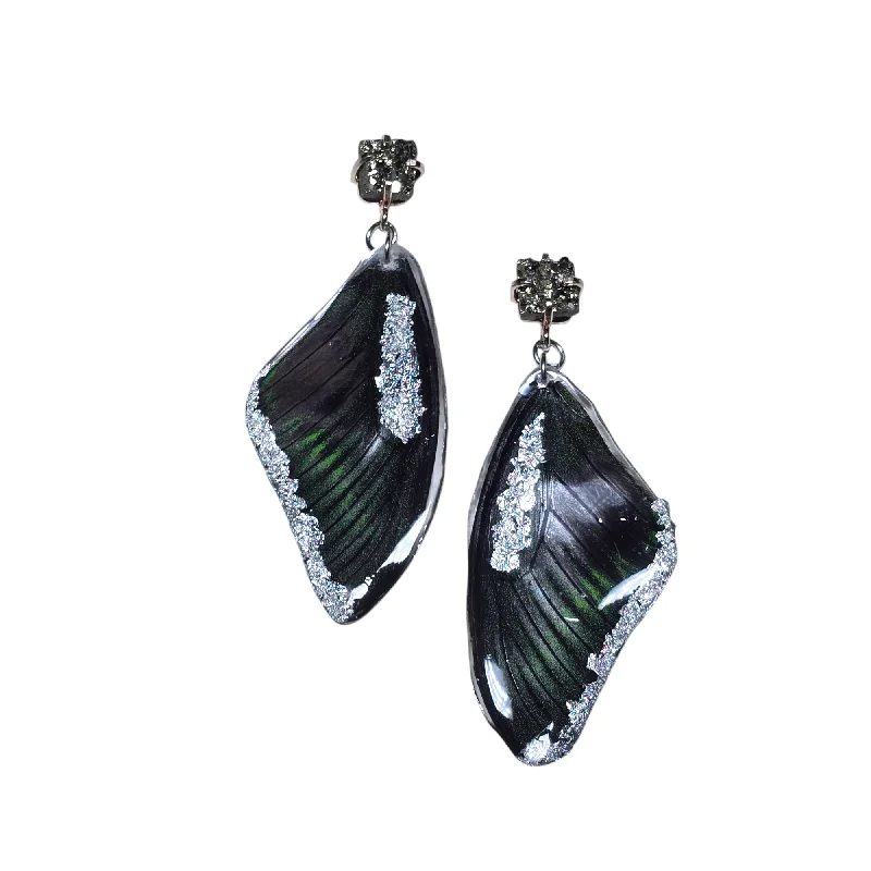 Statement Drop Earrings-The Pyrite REAL Butterfly Post Earrings