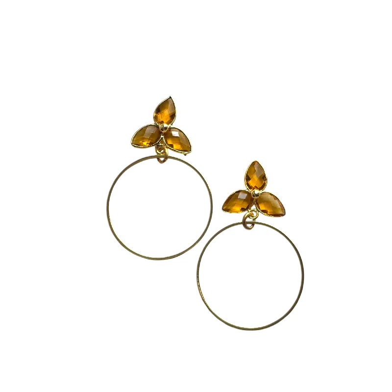 Shiny Crystal Earrings-The Catherine Citrine Hoop Earrings