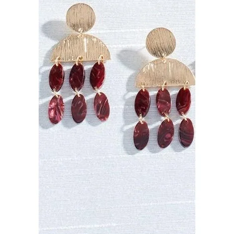 Elegant Wedding Earrings-Charlie Paige Teardrop Caroline Earrings - Burgundy