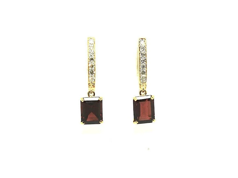 Turquoise Drop Earrings-Emd Garnet Diamond Hoop Drop Earring AD No. 1090