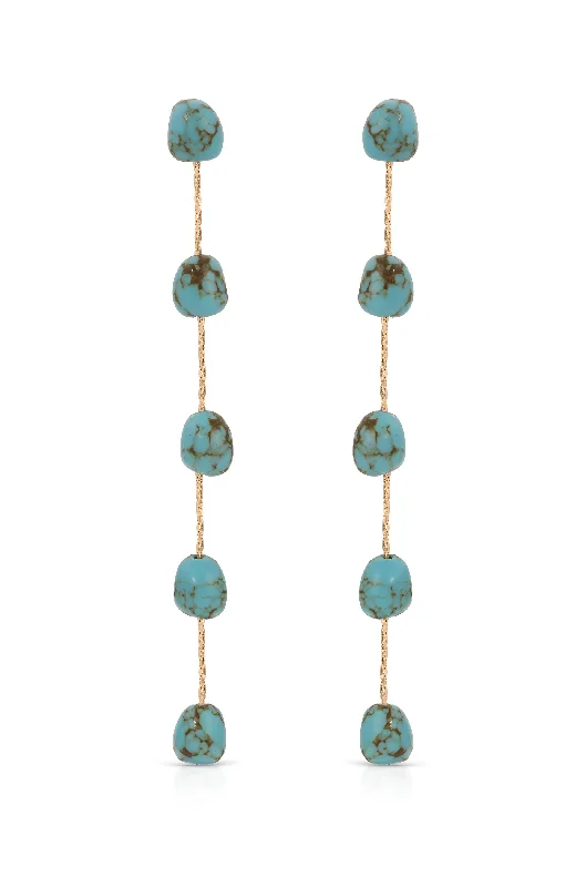 Antique Style Earrings-Dripping Turquoise Delicate Drop Earrings