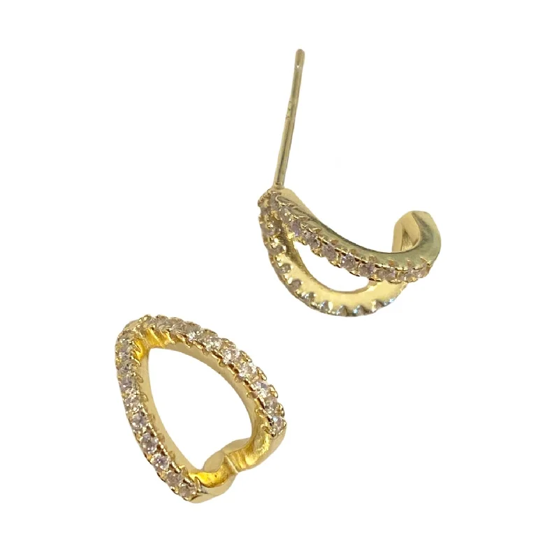 Luxury Bridal Earrings-Double Hoop CZ Huggies