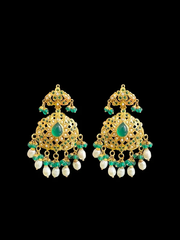 Pearl Drop Earrings-Emerald pearl gold plated silver earrings ( READY TO SHIP )