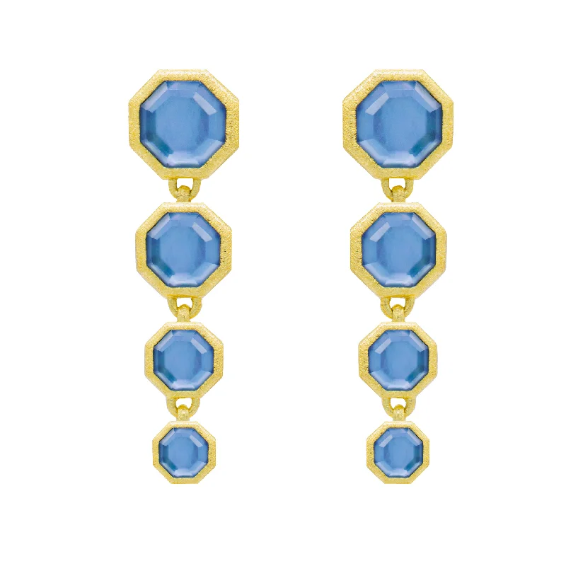 Oversized Hoop Earrings-Geometric Cascade 4-Stone Earrings