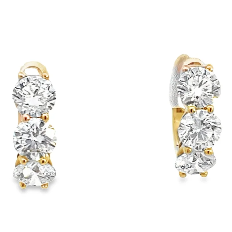 Fashion Earrings for Teenagers-LAB GROWN ROUND DIAMONDS 1.16CTW HUGGIE STYLE HOOP EARRINGS