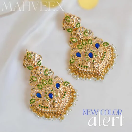 Black Crystal Earrings-Mahveen Earrings - Emerald & Sapphire