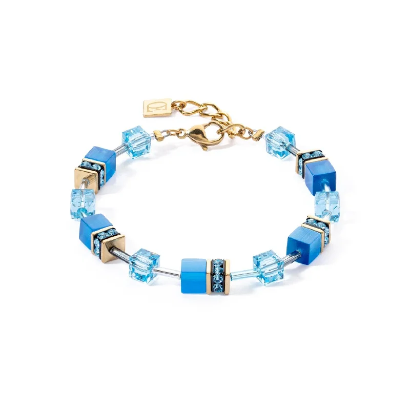 Handcrafted Designer Bracelet-Coeur De Lion GeoCUBE® Iconic Mono Gold Turquoise Bracelet