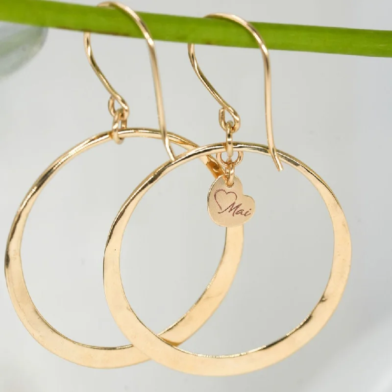 Vintage Stud Earrings-14K Golden Iconic Luna Hoops