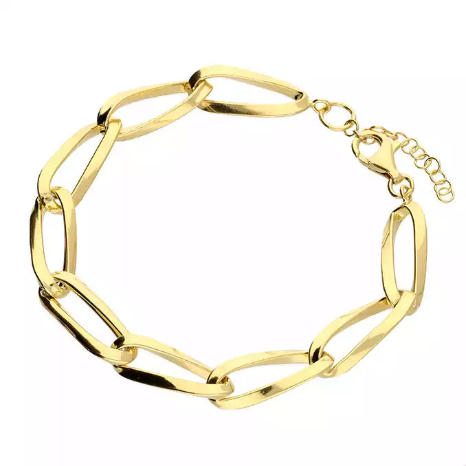 Men’s Silver Bracelet-18ct Gold Vermeil Twisted Link Chain Bracelet