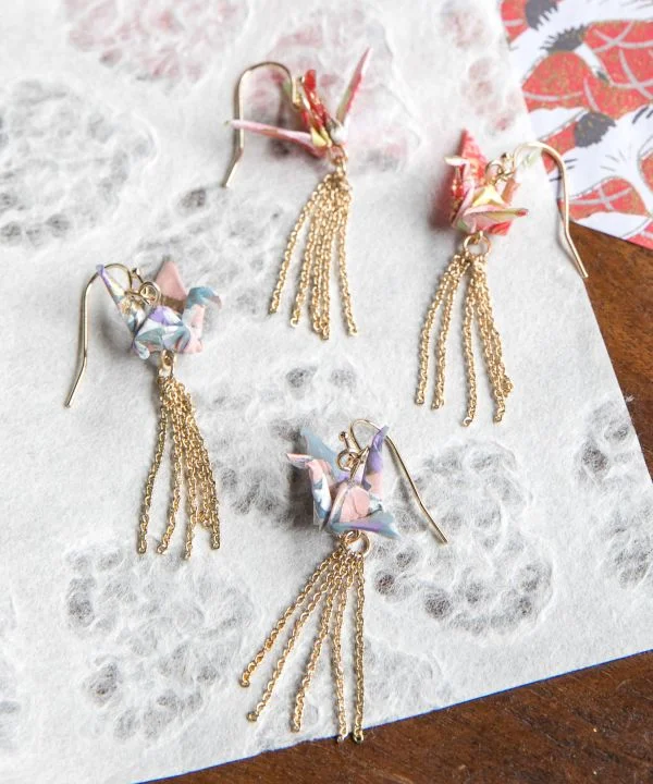 Cute Heart Earrings-Flying ORIGAMI Crane Earrings