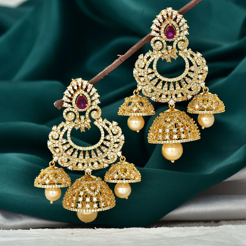 Butterfly Earrings for Girls-Stunning Designer Zirconia Chandbutta Earrings