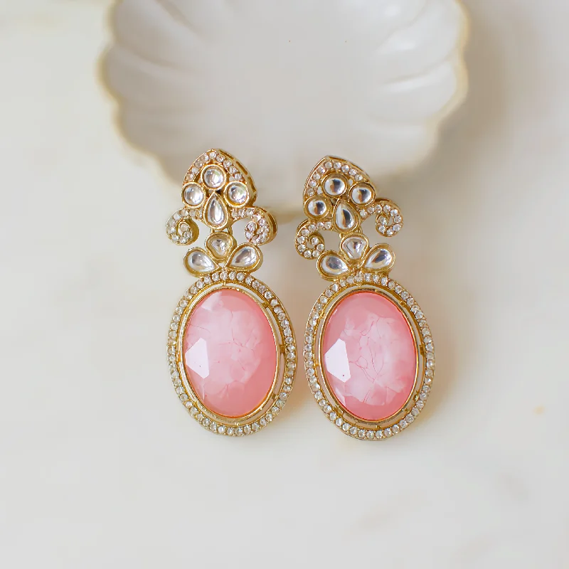 Elegant Dangle Earrings-Avina Earrings - Pink