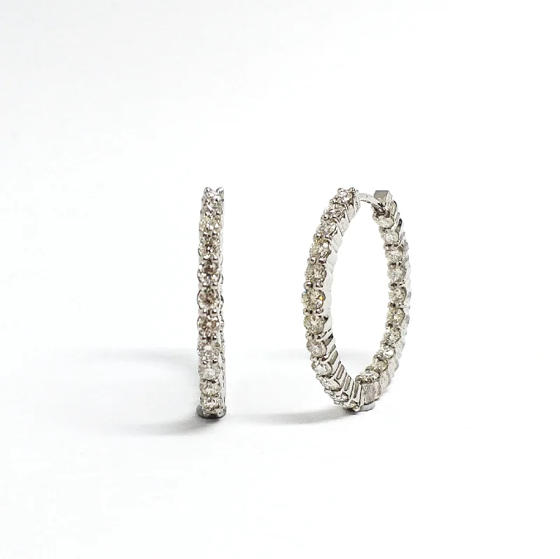 Pretty Gold Earrings-Diamond Eternity Hoop Earrings