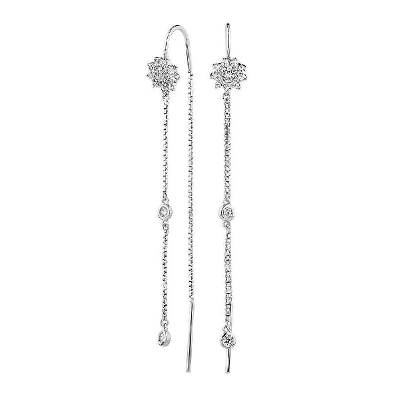 Multi-Layer Earrings-Round Brilliant drop earrings with 0.54 carats* of diamond simulants in sterling silver