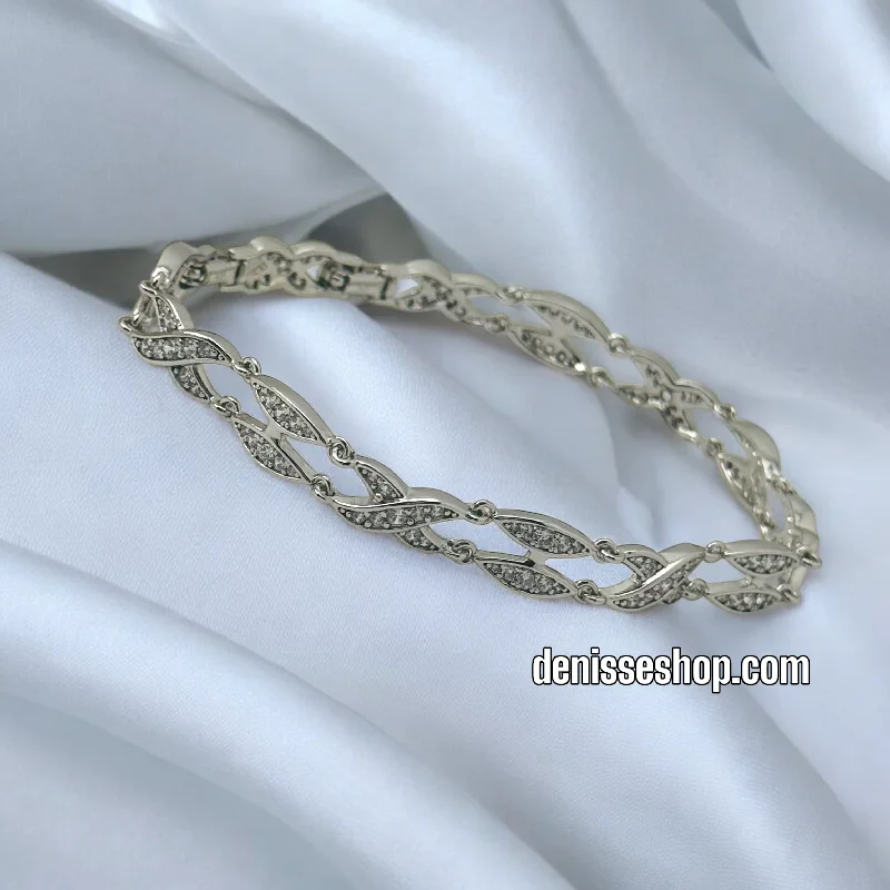 Silver and Leather Bracelet-SILVER ELEGANT BRACELET BR623