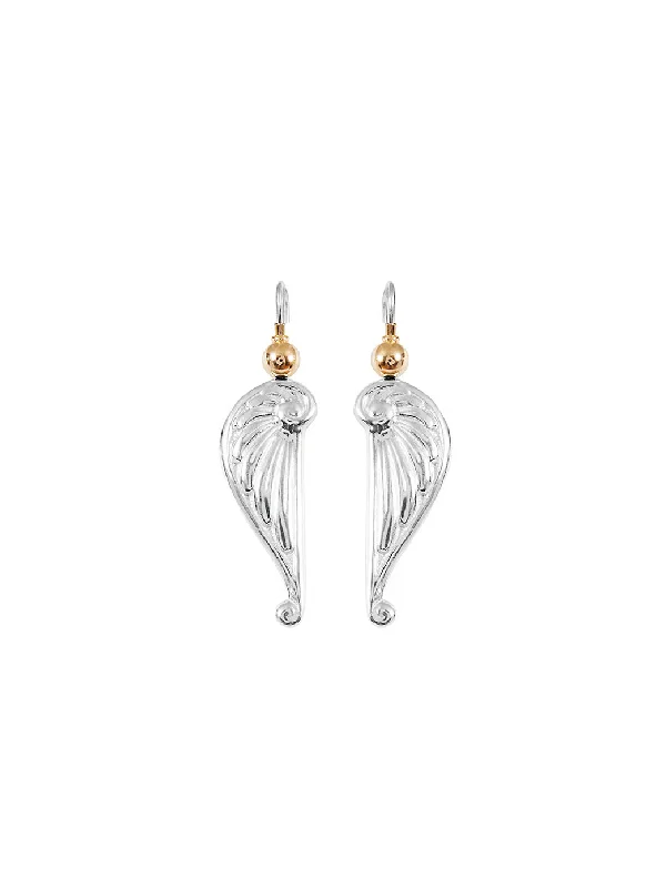 Silver Earrings for Bridesmaids-Angel Wing Earrings