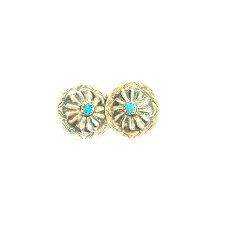 Chic Hoops for Women-Vintage Sterling Silver Turquoise Stud Earring