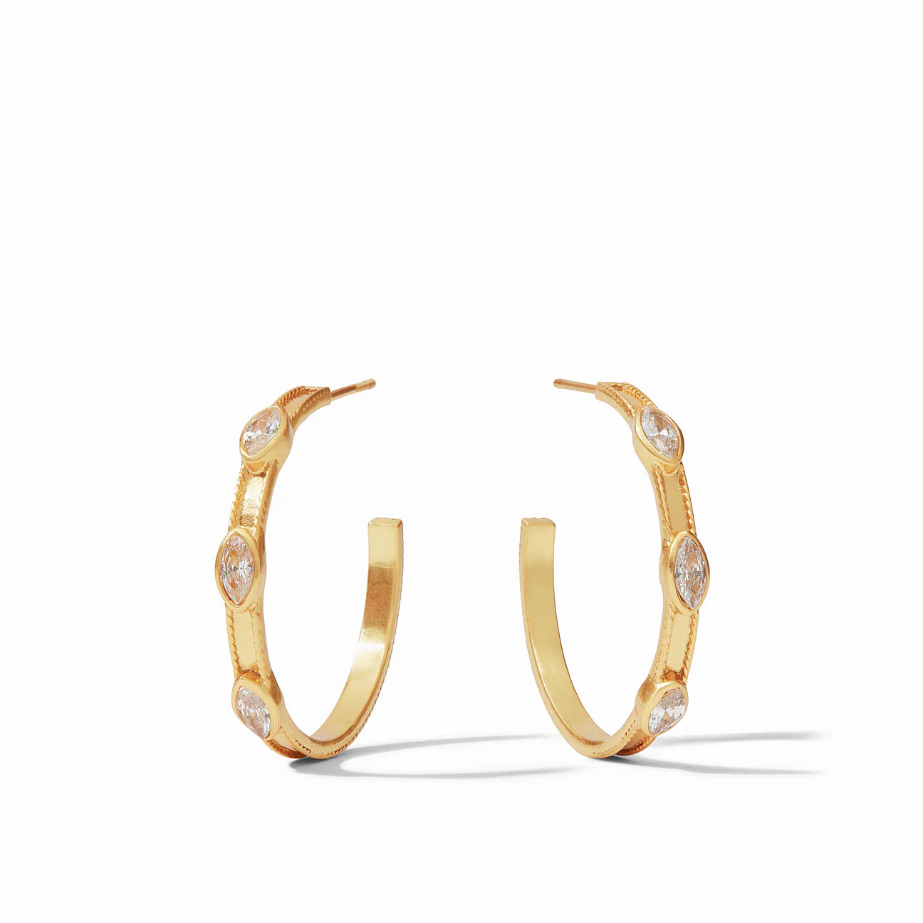 Simple Gold Hoop Earrings-MONACO HOOP - CUBIC ZIRCONIA