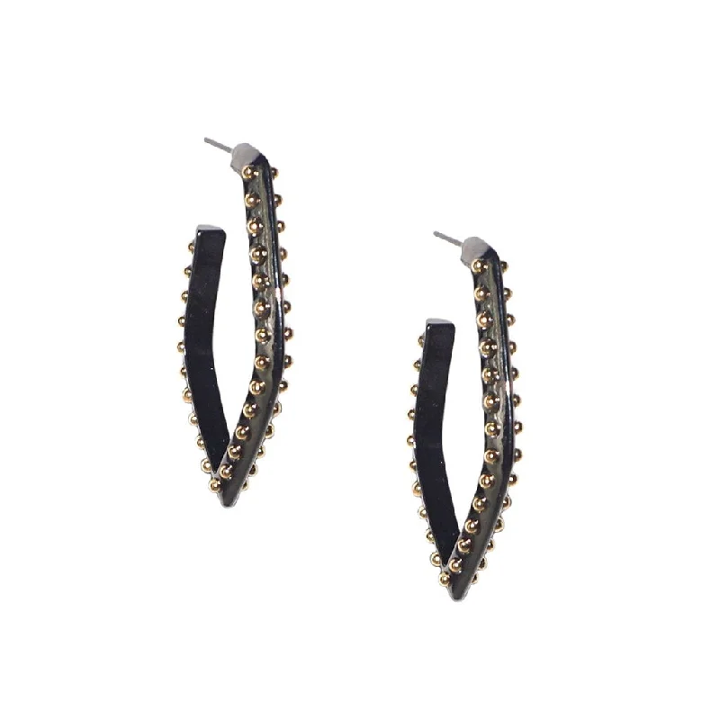 Vintage Drop Earrings-Diamond Shape Studded Hoop by Marlyn Schiff