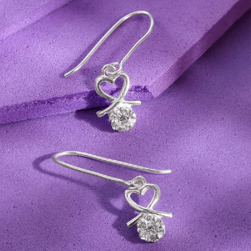 Elegant Drop Earrings-Heartfelt Silver Elegance Earrings