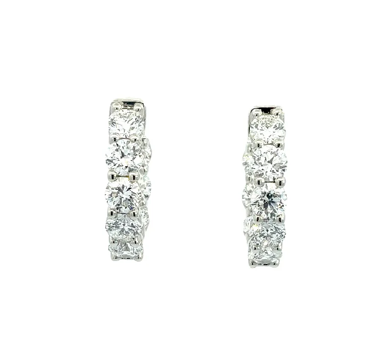 Chunky Gold Earrings-LAB GROWN ROUND DIAMONDS (16) 5.24ctw INSIDE-OUT HOOP EARRINGS