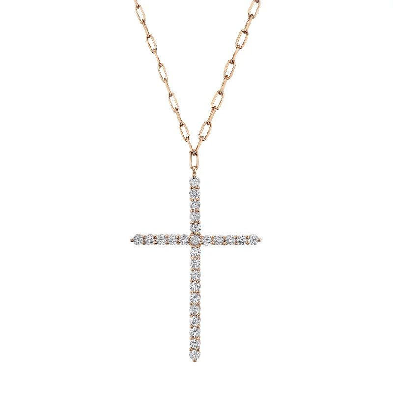 Elegant Gold Pendant Necklace-READY TO SHIP LARGE DIAMOND CROSS PENDANT NECKLACE