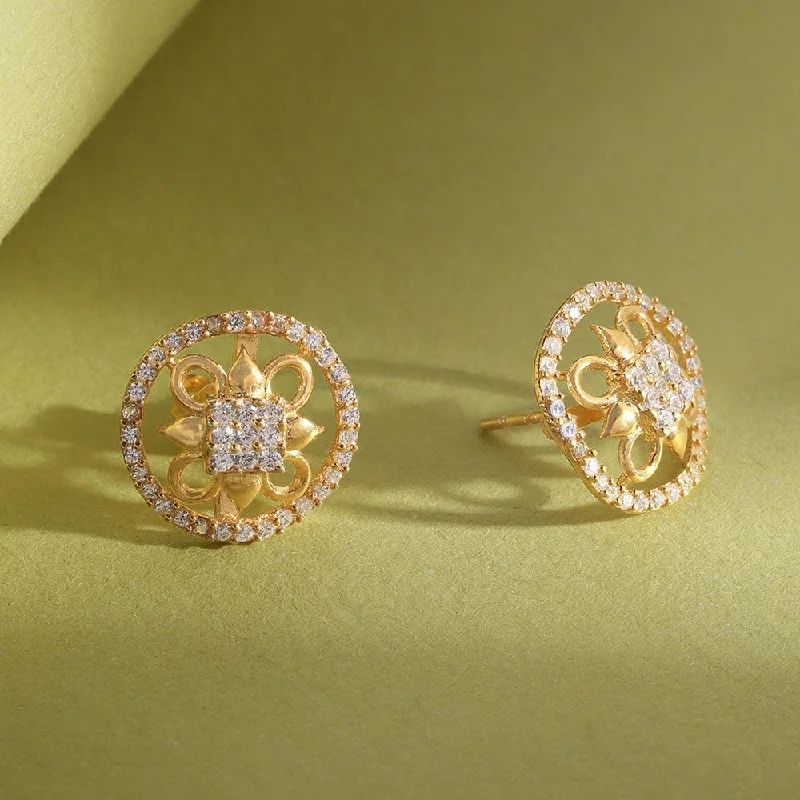 Abstract Design Earrings-Gold plated Zircon Silver Studs