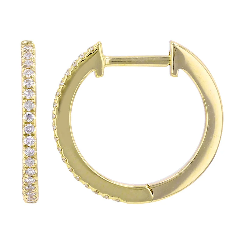 Clear Crystal Earrings-14K Diamond Huggie Earrings