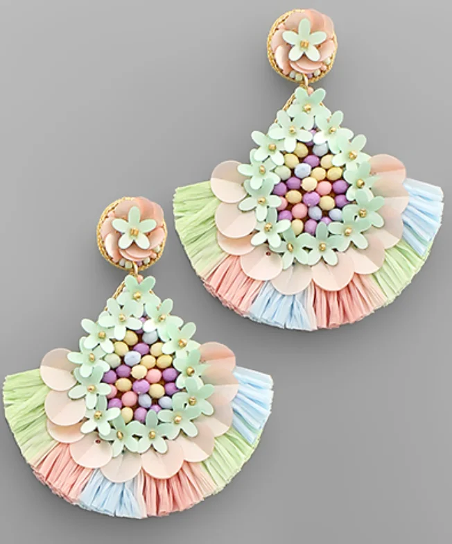 Butterfly Earrings for Girls-Pastel Raffia Earrings