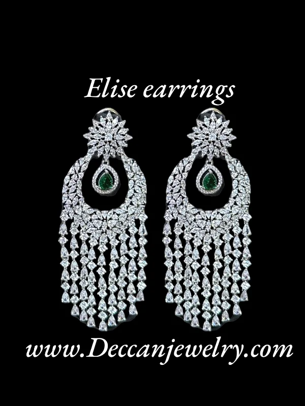 Simple Diamond Earrings-DER501 Elise silver plated earrings  ( READY TO SHIP )