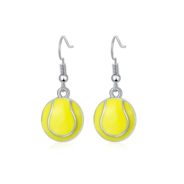 Silver Earrings for Weddings-Tennis Ball Dangle Earrings