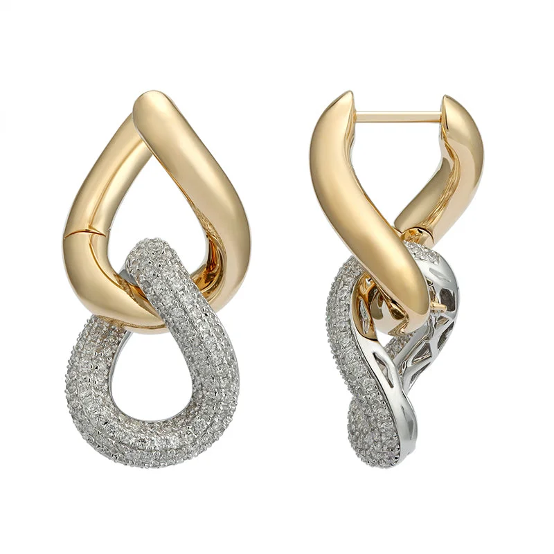 Modern Style Earrings-Chunky Gold and Diamond Earrings