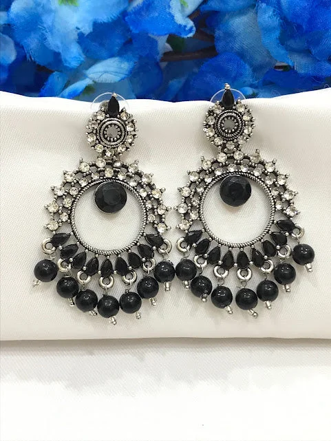 Handmade Gemstone Earrings-Gorgeous Black Colored Oxidized Earrings For Women