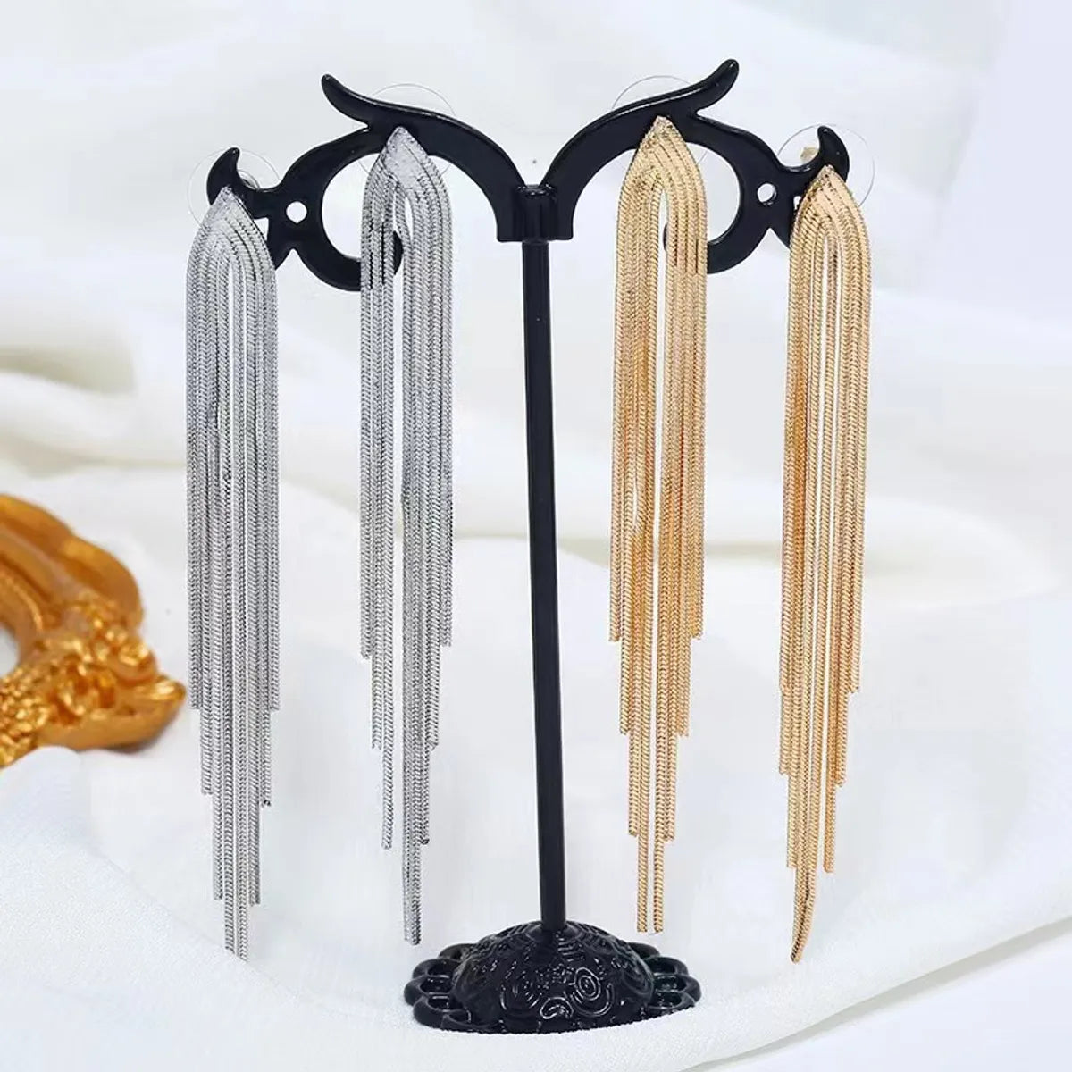 Handcrafted Wedding Band-1 Pair Elegant Luxurious Tassel Plating Copper 18k Gold Plated Drop Earrings