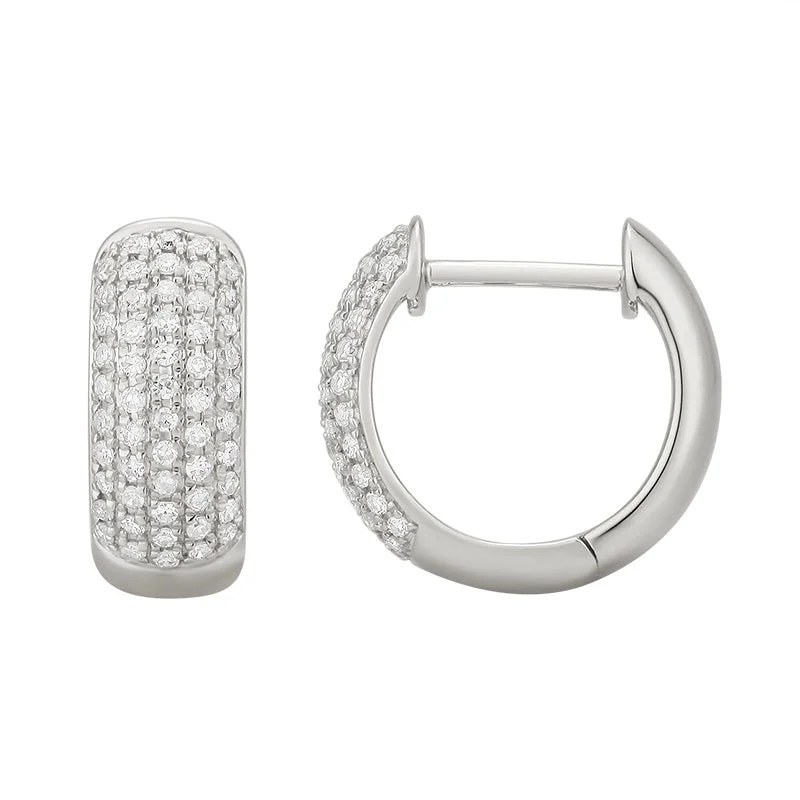 Everyday Hoop Earrings-Five Diamond Row Huggies