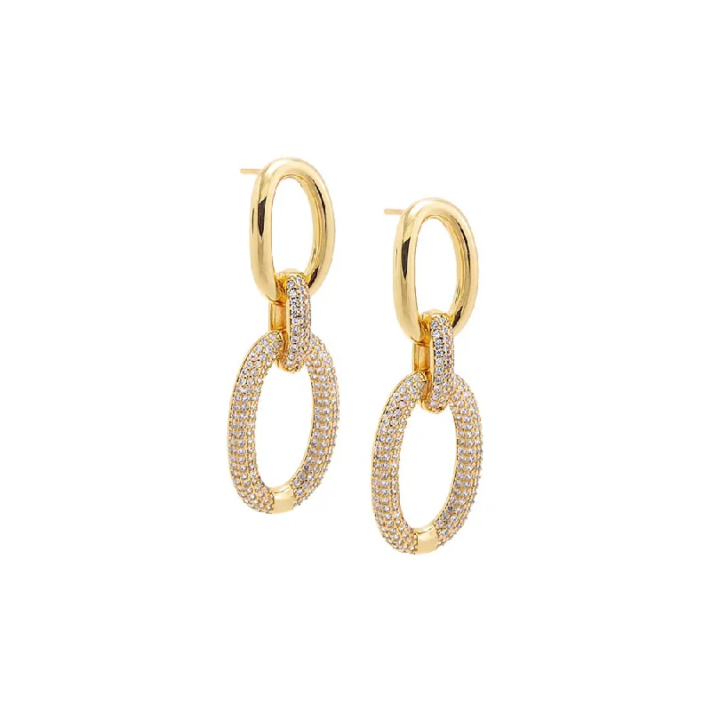 Floral Hoop Earrings-Gold Solid/Pave Open Circle Drop Stud Earrings