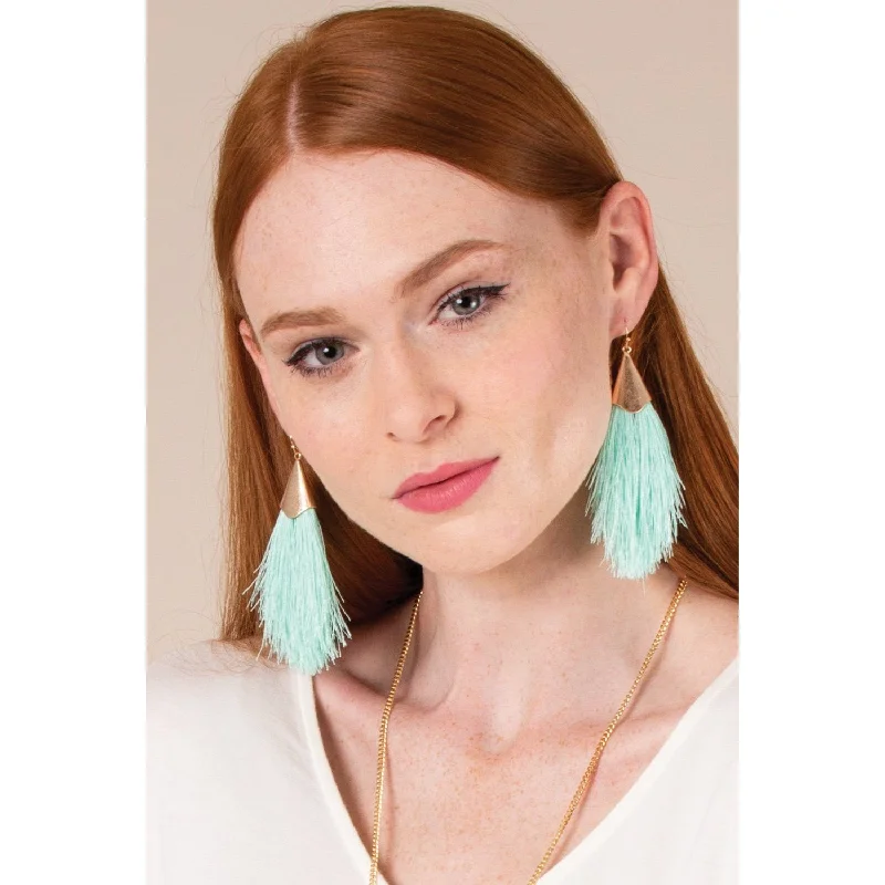 Cute Crystal Earrings-Simply Noelle Feather in Your Cap Earrings - Carribean