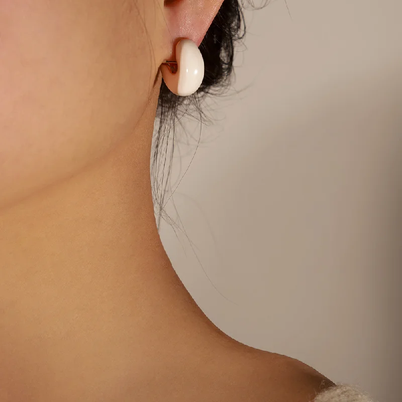 F325-Gold White Glaze Earrings