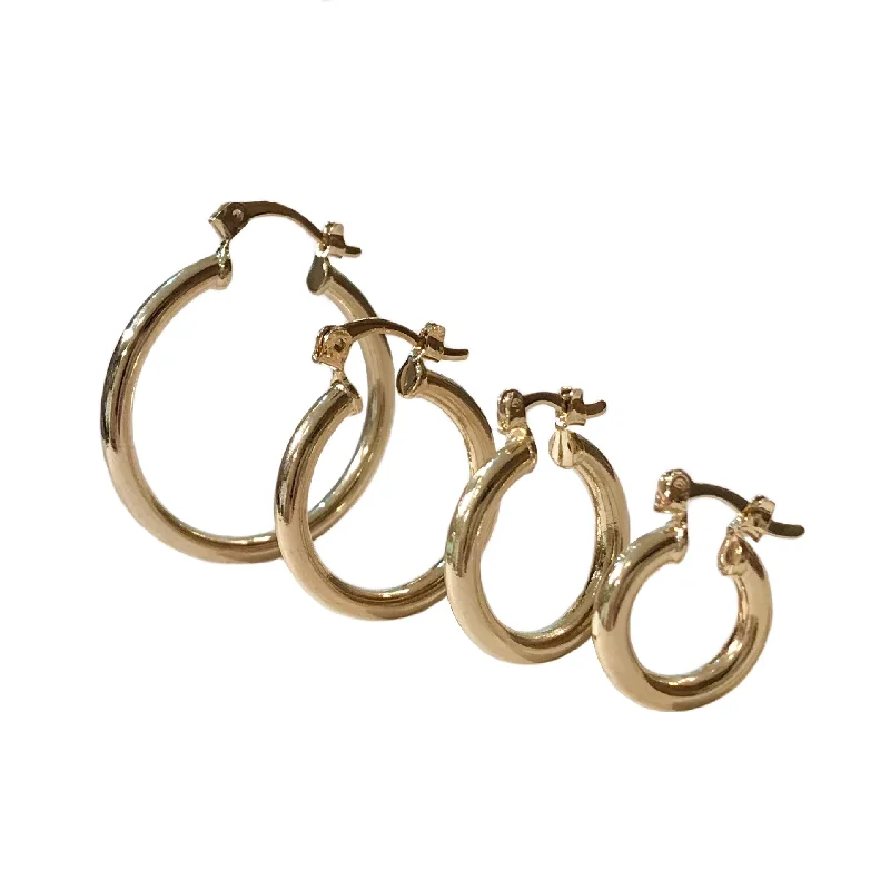 Sterling Stud Earrings-Gold Filled THIN Mini Tube Clasp Hoops