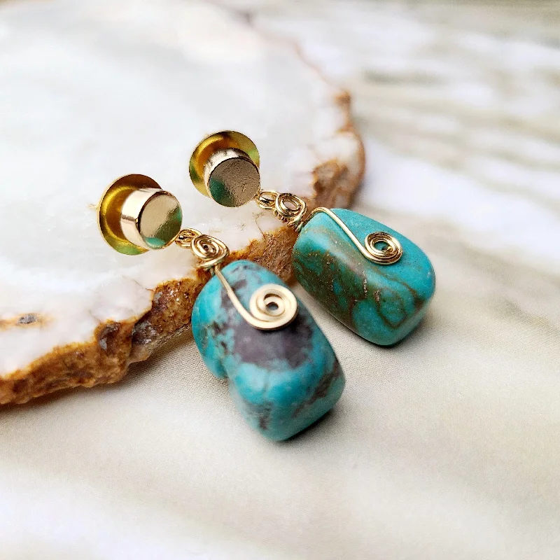 Double Hoop Earrings-Jessie Turquoise Earrings