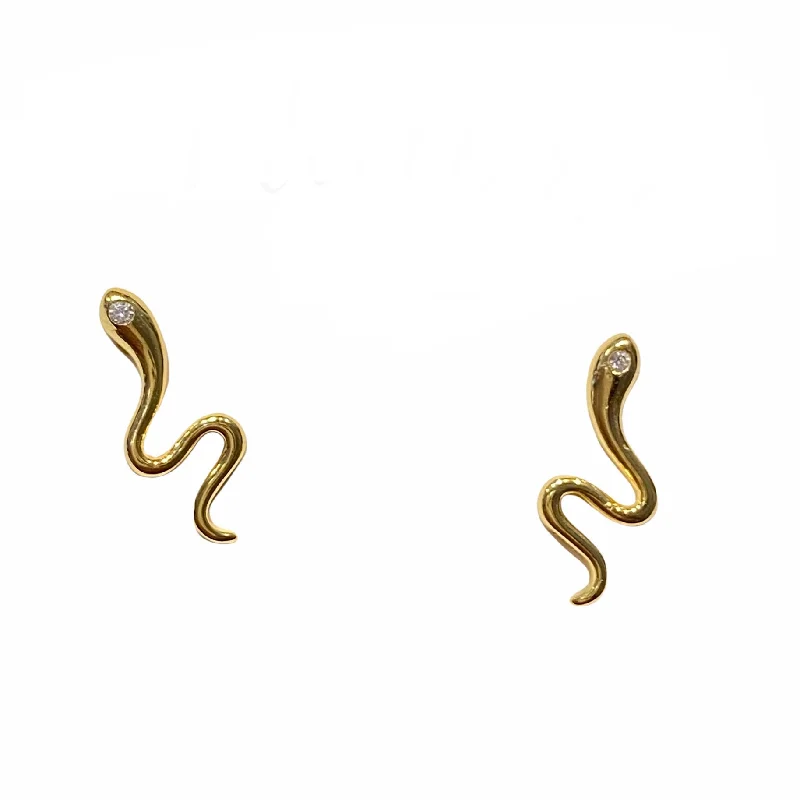 Modern Drop Earrings-Sterling Silver Snake Studs