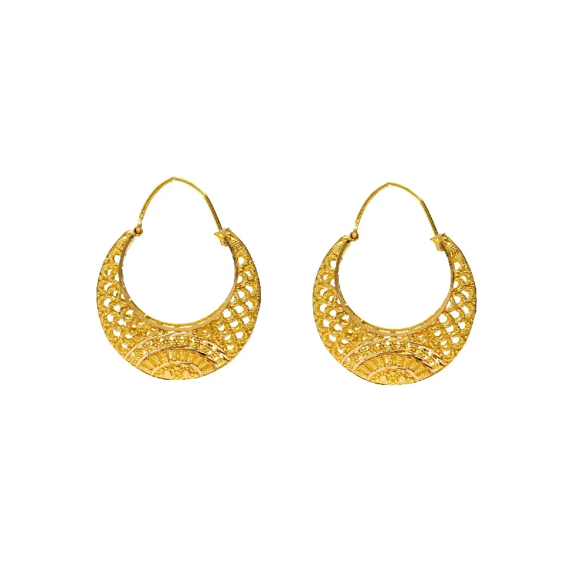 Stylish Dangling Earrings-22K Yellow Gold Classic Indian Hoops